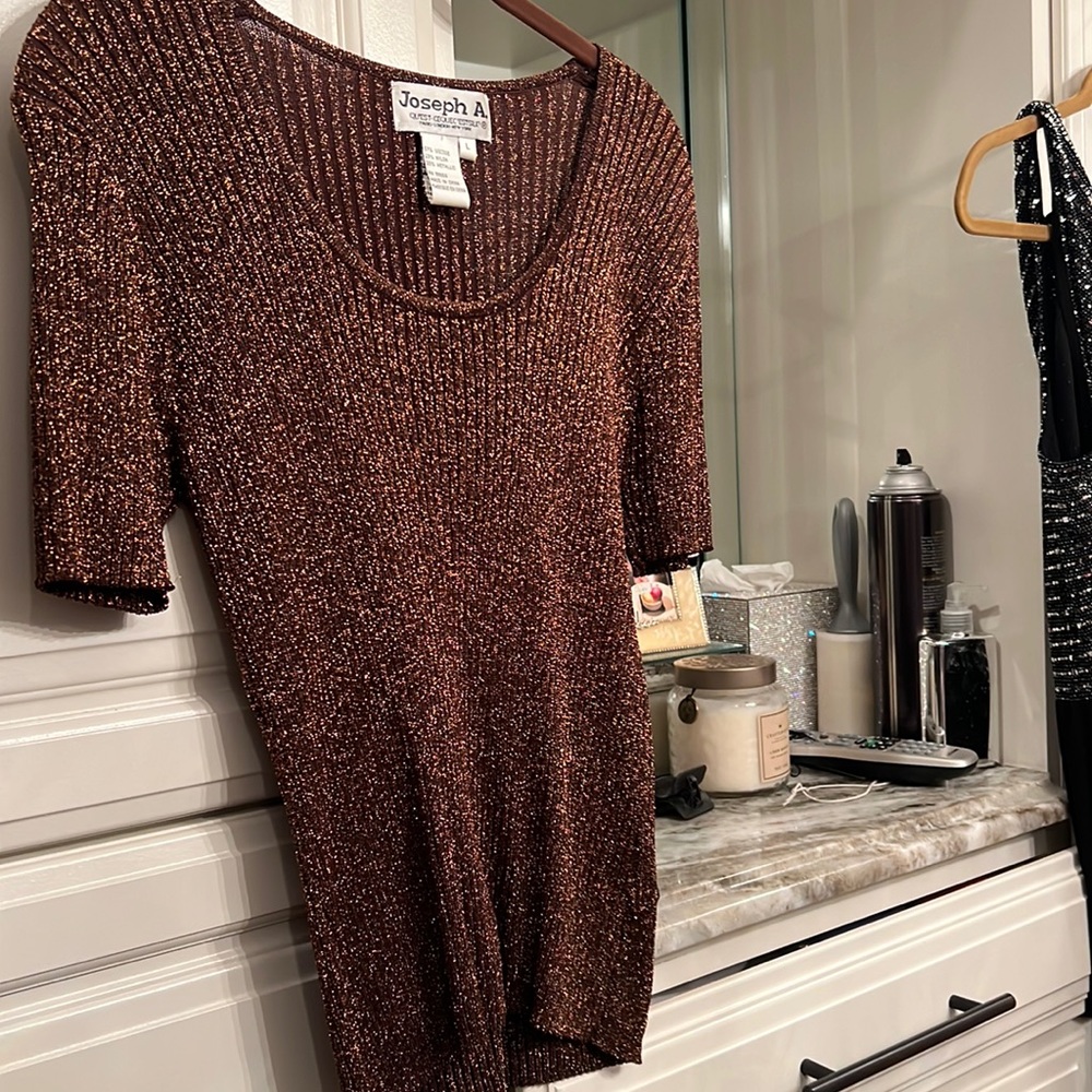 Scoop neck metallic sweater
